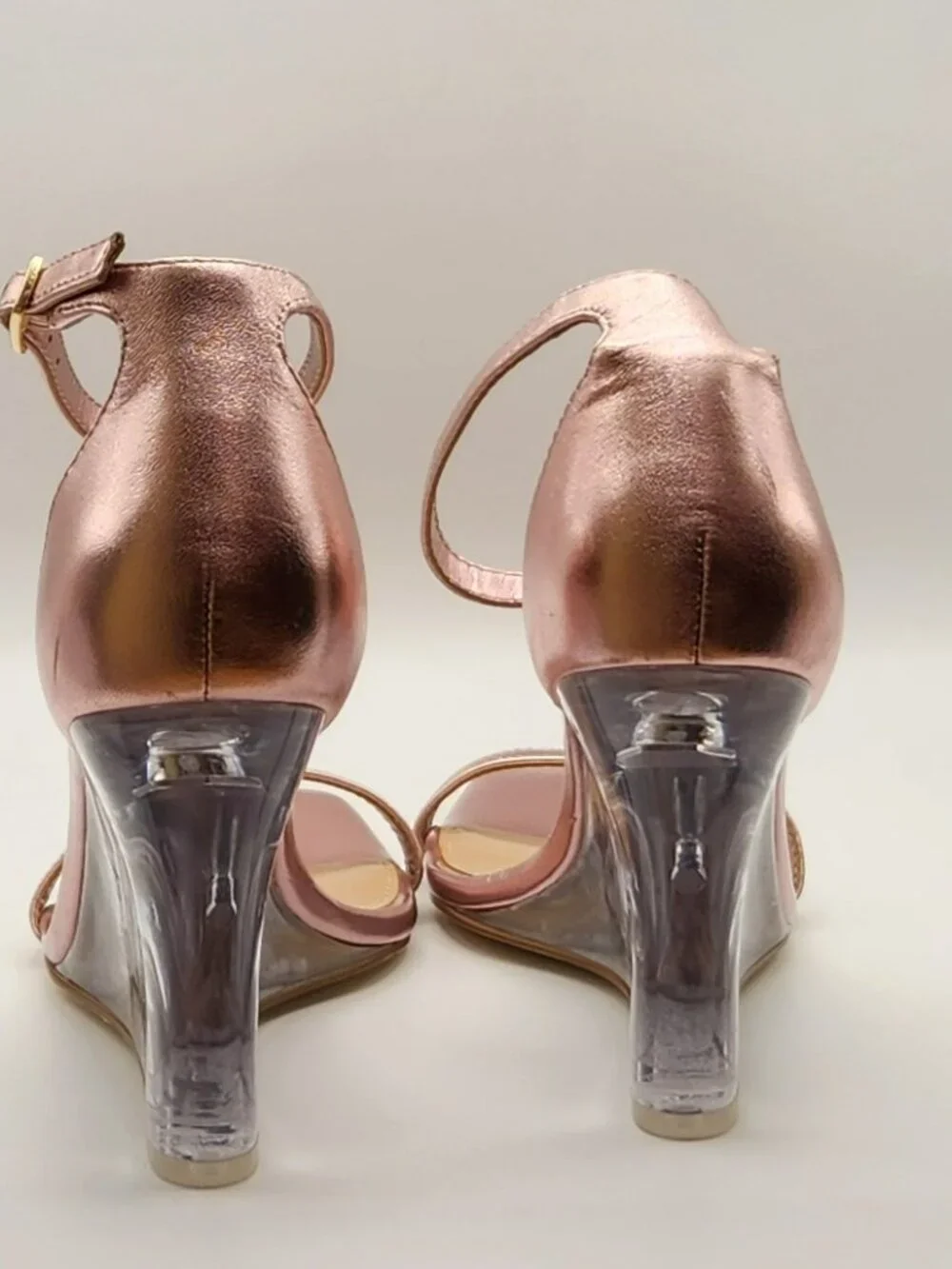 Steve Madden wedge sandals heels sz 6 M pink ankle straps leather VGUC